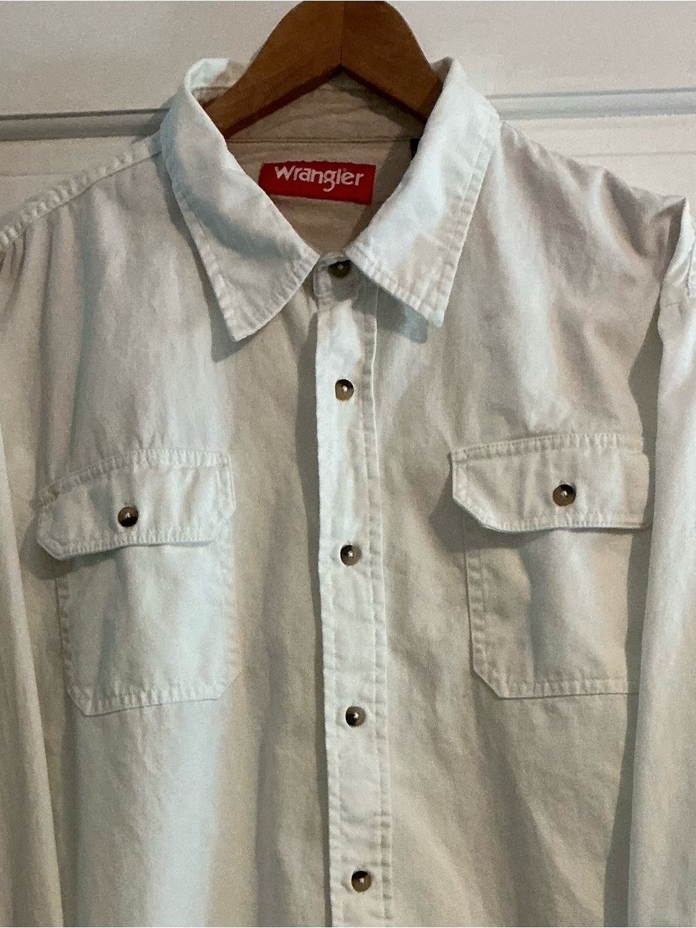 Wrangler Men’s White Button-Down Long Sleeve Work Shirt Size 2XL